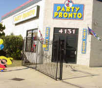 The front of Party Pronto's physical location offering waterslide rentals and jumper rentals in Arcadia, CA